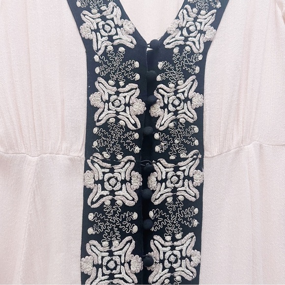 Free People Journey Horizon Embroidered Midi Dress Pink Black Bohemian Boho - Picture 5 of 10